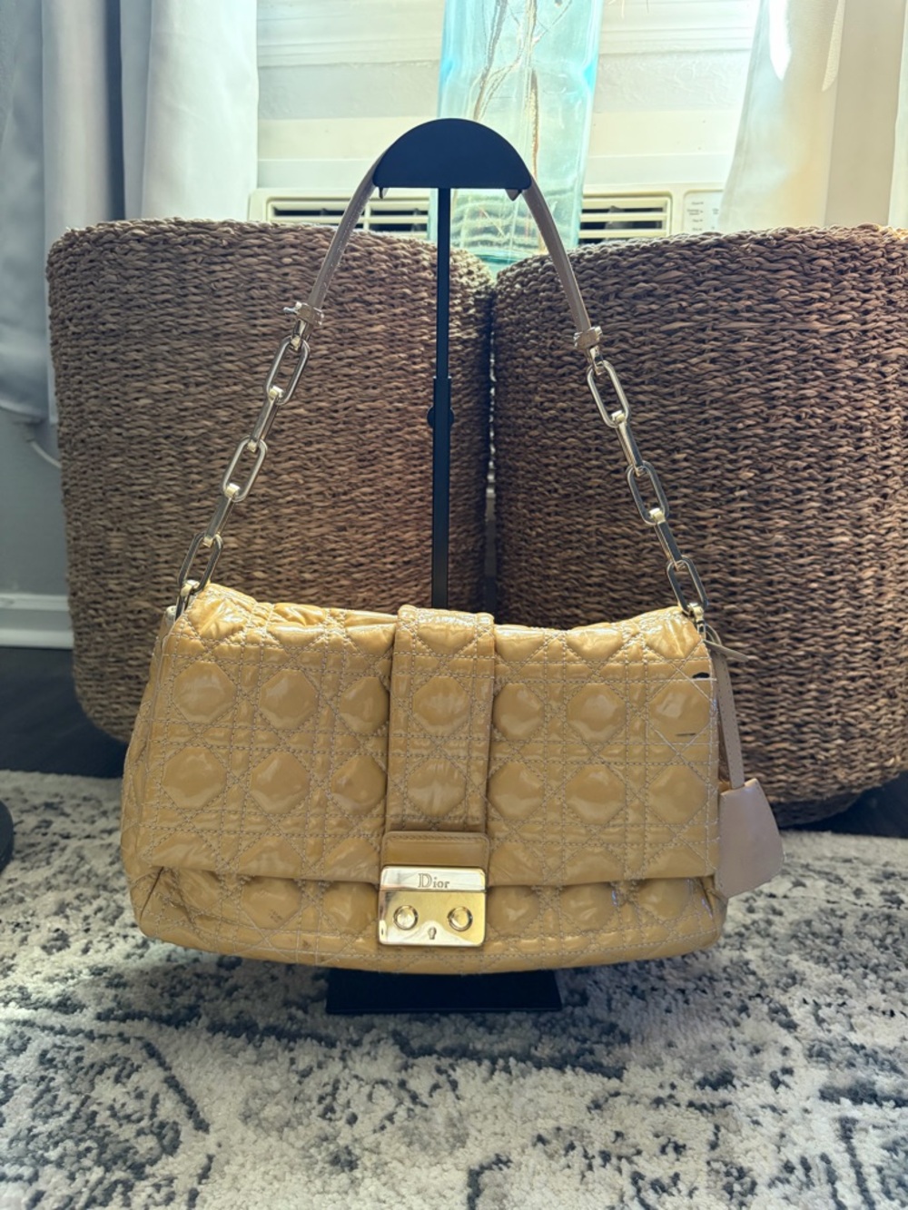 Dior Quilted Shoulder Bag in Mustard